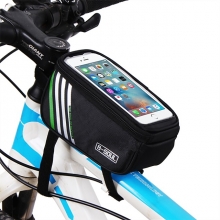 1.5 L Blue Touch Screen Top Tube Bag Polyester Nylon Black Bike Phone Bag