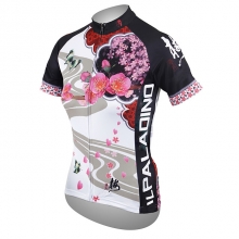 Elastane Women Short Sleeve Cycling Jersey White Blue Red Floral Botanical Cycling Clothes