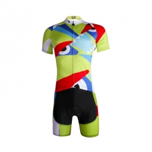 UV Resistant Light Green Patchwork Road Cycling Kit Short Sleeve Men Cycling Jersey with Shorts
