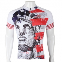 Breathable Men Short Sleeve Bike Jersey White+Red Back Custom Cycling Jersey