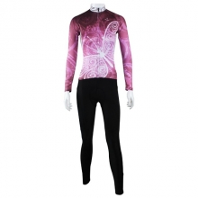 Light Pink Animal Cheap Cycling Kits Women Winter Fleece Cycling Suit with Tights