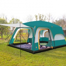 Eight Man Ultraviolet-Resistant Family Tent UV Protection Poled Green Cabin Tent
