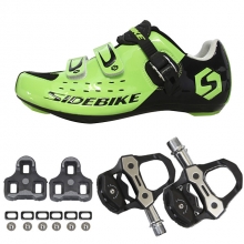 Men Road Black Cycling Shoes Breathable Bike Shoes with Cleats & Pedals