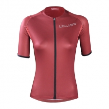 Quick Dry Red Custom Cycling Jersey Short Sleeve Women Bike Jersey