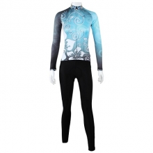 Blue Back Floral Botanical Cheap Cycling Kits Women Winter Fleece Cycling Suit with Tights