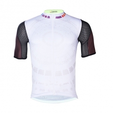 YKK zipper White Patchwork Cycling Clothes Short Sleeve Men Mountain Bike Jersey
