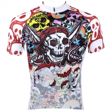 Stretchy Red Skull Cycling Jersey Short Sleeve Men Mtb Jerseys