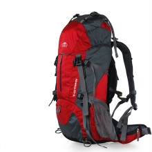 50 L Red High Capacity Rucksack Wear Resistance Nylon Black Bag For Trekking