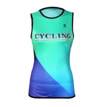 Sleeveless Women Bicycle Shirt Polyester Mint Green Geometic Team Cycling Jerseys