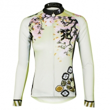 Elastane Purple Yellow Light Green Floral Botanical Cycling Jersey Women Winter Bike Shirts