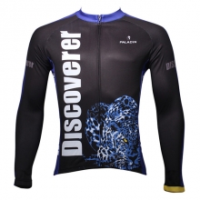 High Elasticity Winter Men Thermal Long Sleeve Cycling Jersey Black Leopard Cycling Clothing Sale