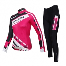 Stretchy Pink Classic Custom Cycling Kit Long Sleeve Men Winter Cycling Clothes with Tights