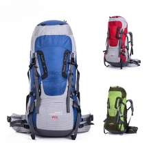 Wear Resistance Polyester Red Backpacking Bag Blue High Capacity 80 L Trekking Backpack