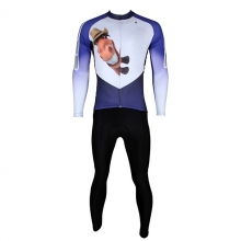 Men Winter Lining Fleece Thermal Cycling Wear Stretchy White Cycling Team Kits with Tights