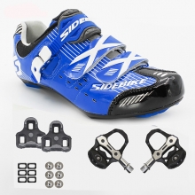 Unisex Road bike Blue Clipless Shoes Breathable Bicycle Shoes with Pedals & Cleats