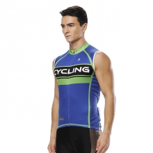 Micro Elastic Blue Back Cheap Cycling Clothing Men Sleeveless Cycling Jersey