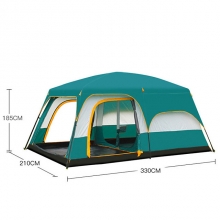 Windproof Poled Green Cabin Tent UPF50+ Five person Family Tent