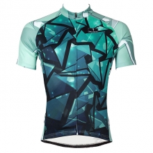 Pocketed Blue Geometic Custom Bike Jerseys Men Short Sleeve Cycling Jersey