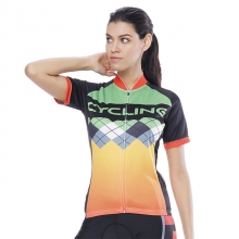 Pocketed Black Plaid Checkered Back Custom Bike Jerseys Women Cycling Jersey
