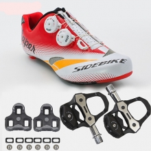 Unisex Road bike Red White Bike Riding Shoes Breathable Cycling Shoes with Cleats & Pedals