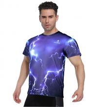 High Elasticity Running T Shirt Ice Silk Fitness Sports Tee T shirt Dark Blue Cycling T-shirt Men