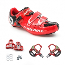 Breathable Clipless Shoes with Pedals & Cleats Men Road Red black Bike Shoes