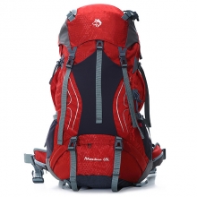 65 L Hunter Green High Capacity Trekking Backpack Breathable Nylon Performance Red Hiking Backpack