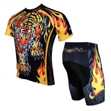 UV Resistant Black Yellow Animal Cartoon Animal Custom Cycling Kit Men Cycling Jersey with Shorts
