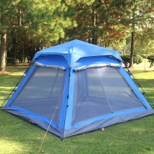 Waterproof Poled Blue Screen Tent Orange UV Protection 4 Man Screen House