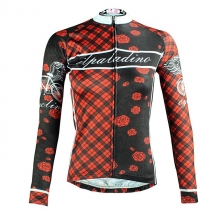 YKK zipper Black Floral Botanical Biking Shirt Women Winter Long Sleeve Cycling Outfits