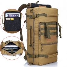 Rain Waterproof Oxford Green / Yellow Hiking Backpack Black Wear Resistance 50 L Military Tactical Backpack