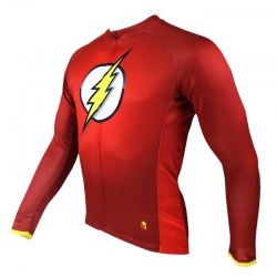 Marvel Superhero The Flash Cycling Jersey Red Long Sleeve Bike Jersey