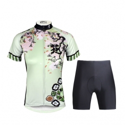 Polyester Black Floral Pro Cycling Kit Women Cycling Wear with Shorts