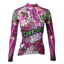 Polyester Winter Women Lining Fleece Thermal Long Sleeve Cheap Cycling Clothing Violet Bicycle Shirt