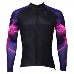 Pocketed Black Cheap Cycling Clothing Men Winter Lining Fleece Thermal Long Sleeve Cycling Jersey
