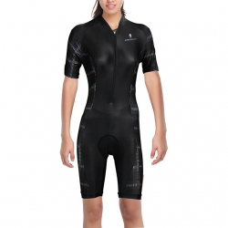 Short Sleeve Women Cycling Clothes Stretchy Black Triathlon Tri Road Cycling Kit