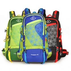 40 L Blue High Capacity Hiking Backpack Breathable Black Hiking Bag