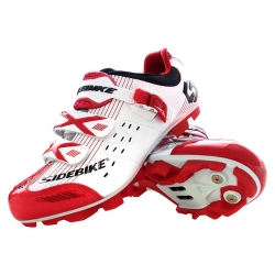 Women Red and White Clipless Shoes Breathable Mountain Bike MTB Bicycle Shoes