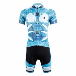 UV Resistant Sky Blue Back Holiday Pro Team Cycling Kits Men Short Sleeve Cycling Clothes with Shorts