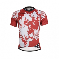 Quick Dry Men Short Sleeve Cheap Cycling Clothing Red Back Bicycle Shirt
