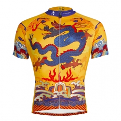 Elastane Yellow Black Dragon Cycling Wear Short Sleeve Men Cycling Shirts