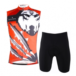 Polyester Red Silver Cycling Kit Men Sleeveless Mtb Jersey with Shorts