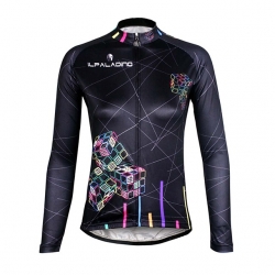 Polyester Black Cheap Cycling Clothing Women Winter Lining Fleece Thermal Long Sleeve Cycling Jersey