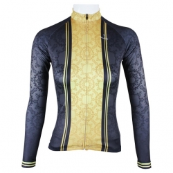 YKK zipper Black Patchwork Cycling Jersey Long Sleeve Women Winter Fleece Bike Shirts