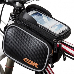 Red Touch Screen Bicycle Frame Packs PU Leather Black Bike Phone Bag