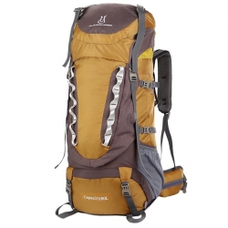 50 L Yellow High Capacity Backpacking Rucksack Wear Resistance Nylon Black Camping Backpack