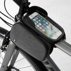 300D Polyester Black Bike Phone Bag Touch Screen 1.5 L Bicycle Frame Bag