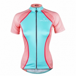 Short Sleeve Women Custom Cycling Clothing UV Resistant Back Cycling Jersey