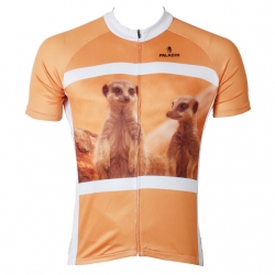 Short Sleeve Men Cycling Jersey High Elasticity Orange Animal Back Mountain Bike Shirts