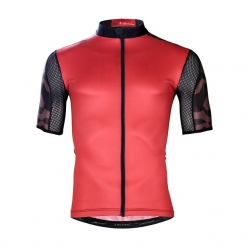 Quick Dry Red Patchwork Custom Bike Jerseys Short Sleeve Men Cycling Jersey